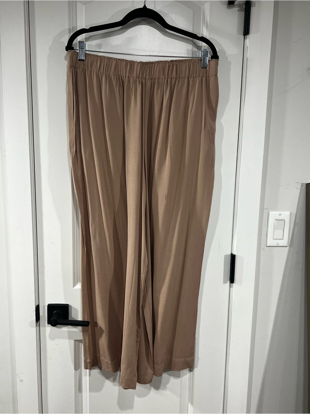Double Zero Wide Leg Elastic Waist Pants - Beige Taupe